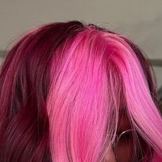 Medium Pink Hair Color, Colourful Bob Hair, Watermelon Pink Hair, Dark Red And Pink Hair, Short Magenta Hair, Red And Pink Hair Color, Groovy Hairstyles, Raspberry Pink Hair, Two Tone Pink Hair