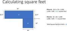 a blue square is shown with measurements for the height and width of each square in it