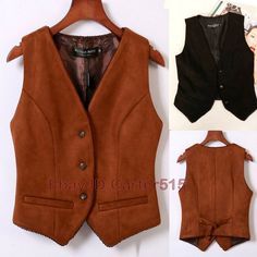 Cheap Yellow Women's Vest, Waistcoat Outfit Women, Suede Waistcoat, Waistcoat Outfit, Womens Waistcoat, Outfit References, Mexican Fashion, Suede Vest, Faux Suede Fabric