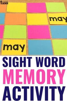 the sight word memory activity for kids to practice their handwriting and spelling skills with colorful sticky notes