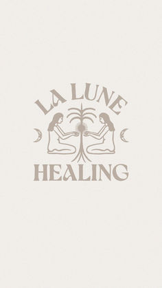 the logo for la lunae healing is shown on a white background with an image of two people holding hands