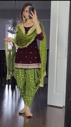 Green Color Dhoti Suit, Maroon Dhoti Kameez, Indian Dhoti Kameez, Designer Dhoti Kameez Suit, Wedding Wear, Ready to Wear, Traditional Dress **RooRich Wear Presenting Designer Dhoti Kameez Suit** ATTENTION ------------- * MODEL PICTURES ARE FOR REFERNCE ONLY. ITEM WILL BE VERY SIMILAR AND EXACTLY AS NON MODEL PICTURES ON LISTING PHOTOS * : : Product Details : : TOP Fabric. :- Faux Georgette Inner :- Micro Cotton Work :- Embroidery 5mm Sequence Work Size :- Up To 42 Xl Free Size Length :- 37-38 I Dhoti Salwar Suits, Punjabi Dress Design, Dhoti Salwar, Suits For Women Indian, Cultural Clothing, Maroon Suit, Eid Dress, Salwar Suits Party Wear, Punjabi Salwar