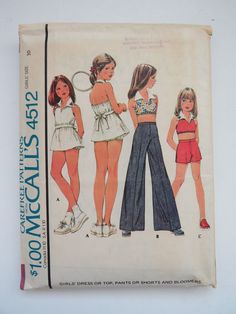 an old fashion sewing pattern for girls'tops and pants