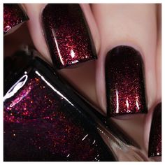 ILNP Lights Out - Rich Black Shimmer Nail Polish | eBay Red Black Sparkle Nails, Black Nail Polish Ideas, Black Shimmer Nails, Black Sparkle Nails, Diy Pedicure, Shimmer Nail Polish, Nail Shimmer, Cute Christmas Nails, July Nails