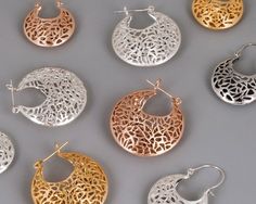 Gold Earrings, Large Earrings Gold, Filigree Earrings, Gold Lace Earrings, Cut Out Earrings, Victori Party Hoop Earrings With Intricate Design, Basket Earrings, Large Gold Earrings, Filigree Hoop Earrings, Large Silver Hoop Earrings, Gold Basket, Gold Filigree Earrings, Rose Gold Hoop Earrings, Large Statement Earrings