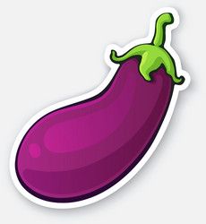 a purple eggplant sticker on a white background