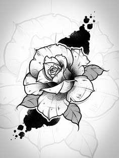 a black and white drawing of a rose