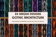 the cover for 24 unique designs gothic architecture