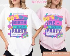 Get ready to party like it's the 90s with our "Custom 90s Theme Party Shirts." Personalized for your 90s birthday girl's trip, these tees offer retro vibes and comfort in trendy Comfort Colors. Perfect for matching outfits, they ensure your group stands out in style. Crafted for women in an oversized fit, these shirts are ideal for reliving the nostalgia of the 90s with your squad. Get set for a blast from the past and create unforgettable memories in your custom 90s-themed shirts! FIT & SIZING: 90s Style Summer Party T-shirt, 90s Inspired Graphic Print Birthday T-shirt, 90s Inspired Graphic Print T-shirt For Birthdays, 90s Letter Print Tops For Birthday, 90s Inspired Graphic Print T-shirt For Birthday, 90s Inspired Graphic Print Tops For Birthday, 90s Inspired Crew Neck T-shirt For Birthday, 90s Inspired Summer Birthday T-shirt, 90s Inspired Letter Print Top For Birthday