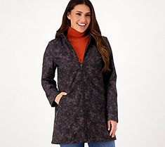 Make this luxe jacket a multi-seasonal favorite. The length alone is perfect with a dress or leggings, and when the hood isn't needed, remove it with ease. From Dennis Basso. Comfortable Cotton Hooded Jacket With Double-lined Hood, Midweight Long-sleeve Hooded Jacket With Adjustable Hood, Faux Fur Collar Coat, Faux Fur Cropped Jacket, Black Faux Fur Coat, Faux Shearling Coat, Dennis Basso, Reversible Coat, Suede Coat