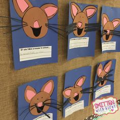 bulletin boards with pictures of mouses on them