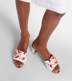 Embellished leather mules in white - Dolce Gabbana | Mytheresa Embellished Shoes, Dolce Gabbana Shoes, Mule Sandals, Leather Mules, High Heel Sandals, Shoe Box, Open Toe, Clothing And Shoes, Sandals Heels