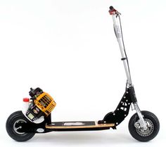 an electric scooter is shown against a white background with the wheels facing forward