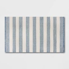 a blue and white striped place mat