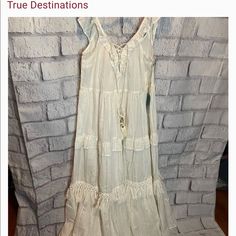 True Destinations Resort Wear Tiered Maxi Dress. Nwt Size S Tiered Sleeveless Dress Crisscross Closure With Shell Tie Cotton Measurements: Length 51”, Armpit To Armpit 15” Destin Resorts, Tiered Maxi Dress, White Cream, Resort Wear, Cream White, Womens Swim, Sleeveless Dress, Cover Up, Maxi Dress