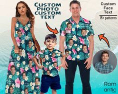 Custom Hawaiian Shirt With Face,Custom Face Hawaiian Shirt For Man Woman,personalized shirt,Hawaiian Style,Family Travel,Summer Party Shirt,Personalized shirt 🔥These custom men's Hawaiian shirt is the perfect choice for a fun gift idea. The choice is yours to come up with a surprise for him you love. Summer gift for Father'sDay, Mothers'Day,Valentine's Day, Birthday, Christmas, graduation season, Anniversary, Beach party, bachelor party, Bachelorette party, honeymoon and so on. 🔥How To Order ? Family Matching Shirts For Summer Reunion, Summer Family Matching Shirts For Reunion, Personalized Fun Summer Tops, Personalized Tops For Summer Gifts, Summer Custom Print Shirt As Gift, Personalized Tops As Summer Gifts, Customizable Short Sleeve Shirt For Gifts, Customizable Short Sleeve Shirt For Gift, Customizable Short Sleeve Shirt As Gift