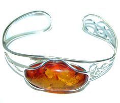 Handmade Unique 925 Sterling Silver bracelet with unique one of a kind Amber,  23.50 grams of marvelous handcrafted jewelry design. Only one piece availble ready to ship! It's unique worldwide bracelet - simply piece of art in world of fine jewelry. Genuine Polish Amber .925 Sterling Silver handamde Bracelet / Cuff  BRACELET DETAILS: Weight: 23.50g; Material: Sterling Silver; Main stone: Amber; Width (widest section): L- 7/8 inch; Inner circumference: 6-9 inch; Stamp / Mark: 925; Condition: New; Amber Sterling Silver Jewelry With Polished Finish, Amber Stones Sterling Silver Jewelry, Elegant Amber Sterling Silver Bracelet, Traditional Amber Sterling Silver Jewelry, Amber Polished Sterling Silver Jewelry, Unique Silver Jewelry, Jewelry Online Store, Cuff Jewelry, Bracelet Cuff