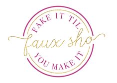 the logo for fauss shop you make it, with gold lettering and pink circle