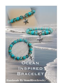 Starfish charm bracelet with turquoise blue beads. Ocean inspired. 4 sizes available. Handmade by StoneRiverJewelry River Jewelry, Ocean Bracelet, Ocean Inspired Jewelry, Infinite Love, Beach Bracelets, Ocean Jewelry, Ocean Inspired, Bohemian Bracelets, Themed Jewelry