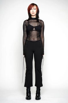 Banshee Lace Up Pants | Shop Noctex, Buy Now Pay Later with Klarna Gothic Style Clothing, Mirror Lace, The Banshee, Lace Up Pants, Retro Photography, Punk Rock Fashion, Gothic Fashion, Lace Detail, Clothing Brand