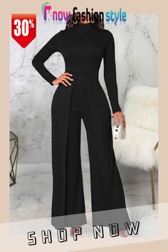 knowfashionstyle Black Casual Solid Patchwork Half A Turtleneck Straight Jumpsuits Elegant High Waist Jumpsuits And Rompers In Solid Color, Elegant Long Sleeve Solid Color Jumpsuits And Rompers, Elegant Long Sleeve Jumpsuits And Rompers In Solid Color, Elegant Long Sleeve Jumpsuit In Solid Color, Elegant Solid Color Fall Jumpsuits And Rompers, Elegant Solid Color Jumpsuits And Rompers For Fall, Elegant Fall Jumpsuits And Rompers In Solid Color, Elegant Stretch Jumpsuits And Rompers In Solid Color, Non-stretch Solid Color Jumpsuits And Rompers For Night Out