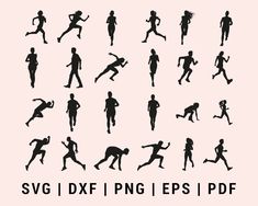 Runner Running Exercise Marathon Man Women Bundle SVG, DXF, PNG, EPS, PDF Cricut Silhouette Printable Files Practice Drawing Hands, Running Clipart, Preach Quotes, Running Svg, Marathon Women, Practice Quotes, Marathon Man, Kickass Women