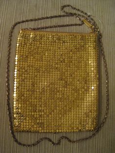 1960's A Ac-cents LANE BRYANT Mesh Evening Handbag METALLIC Gold With Chain Metal Shoulder Strap Vintage Gold Shoulder Bag For Party, Glamorous Gold Shoulder Bag For Everyday Use, Retro Gold Bags With Gold-tone Hardware, Gold Retro Bags With Gold-tone Hardware, Retro Gold Rectangular Evening Bag, Gold Retro Bags, Retro Gold Rectangular Shoulder Bag, Vintage Gold Shoulder Bag With Gold-tone Hardware, Vintage Gold Shoulder Bag With Chain Strap