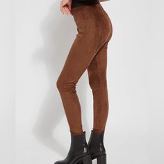 Brand New Vegan Suede- 91% Polyester, 9 %Spandex Fit Vegan, Bronze Dress, Leather Knee Boots, Suede Leggings, Inside Shoes, Sweater Tunic, Leather Moccasins, Cable Sweater, Cropped Denim Jacket