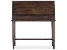 an old wooden desk with drawers and legs on the bottom, against a white background