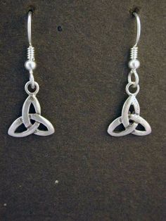 Sterling Silver Celtic Knot Triad Earrings on Sterling Silver French Wires Adjustable Hand Cast Earrings As Gift, Celtic Knot Earrings, Celtic Knot Pendant, Tahitian Black Pearls, Knot Earrings, Lost Wax Casting, French Wire, Celtic Knot, Sterling Silver Chains