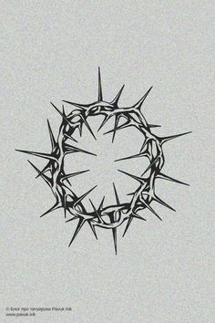 a black and white drawing of a crown of thorns