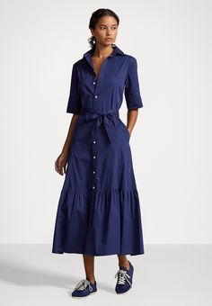 Polo Ralph Lauren BEA SHORT SLEEVE DAY DRESS - Shirt dress - midnight royal Summer Work Dress, Summer Work Dresses, Ralph Lauren Store, Blue Shirt Dress, Cotton Shirt Dress, Dress Robes, Day Dress, Shirtdress, Blue Shirt