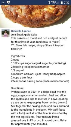 the recipe for an apple cake is shown on this page