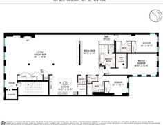 the floor plan for an apartment in new york, with two bedroom and one bathroom