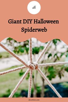 a spider web with the words giant diy halloween spiderweb