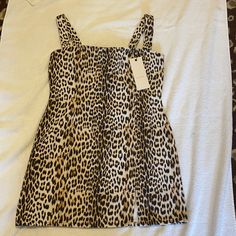 Super Cute Dress, Gorgeous Leopard Print. Never Worn In Perfect Condition. Spring Leopard Print Mini Dress For Day Out, Trendy Leopard Print Mini Dress For Spring, Printed Denim Dress, Bridge Dress, Barbie Pink Dress, Bronze Dress, Bib Dress, Cutout Maxi Dress, Print Denim