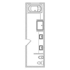 the floor plan for a small bathroom with an overhead shower and toilet, along with a sink