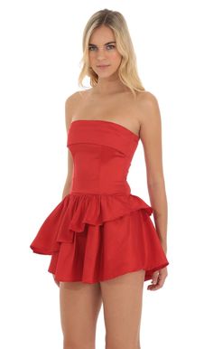 Corset Strapless Dress in Red Dancesport Dresses, Night Festival, Upf Clothing, Lucy In The Sky, Casual Day Dresses, Straight Dress, Fabulous Dresses, Little White Dresses, Hoco Dresses