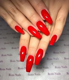 Red Hot Nails, January Acrylic Nails, Hot Red Nails, Cute Red Nails, Nails January, Nails 2014, Long Fingernails, Simple Gel Nails