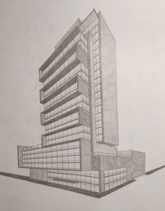 a pencil drawing of a tall building