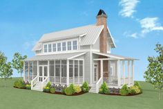 this is an artist's rendering of a house with porches and wraparound windows