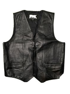 FMC Men's Leather Vest Jacket Biker Motorcycle Sleeveless 4 Snap Lined Black 46. Biker Vest With Pockets For Motorcycling, Sleeveless Leather Jacket For Biker Events, Casual Sleeveless Outerwear For Biker Events, Biker Vest With Pockets, Sleeveless Biker Leather Vest Jacket, Biker Vest With Pockets For Streetwear, Sleeveless Biker Leather Vest, Sleeveless Biker Vest With Pockets, Sleeveless Biker Leather Jacket For Biker Events