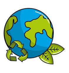 an earth with leaves and arrows around it