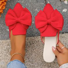 Super Cute And Stylish Ships In 5-10 Business Days Red Preppy, Bow Mules, Comfy Flats, Pearl Shop, Pointed Toe Flats, Pink Outfits, Slides Shoes, Color Dorado, Jewelry Patterns