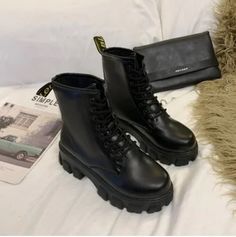 Lace up PU Leather Black Ankle Boots · Shop Zola · Online Store Powered by Storenvy Glam Lifestyle, Couture Jewelry, Boot Shop, Lace Boots, Black Ankle Boots, Jet Set, Luxury Lifestyle, Pay Attention, Pretty Things