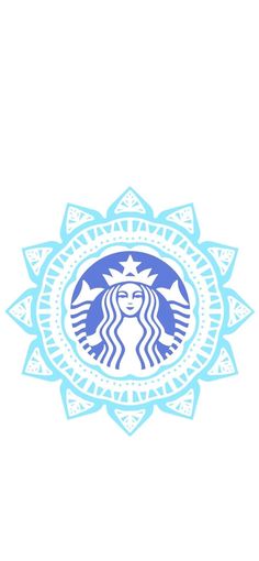 the starbucks logo in blue and white with an intricate design on it's side