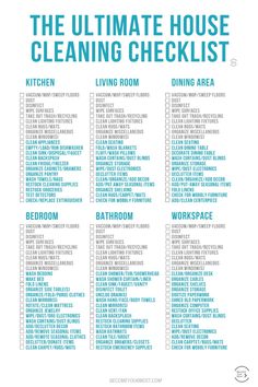 the ultimate house cleaning checklist for every room in your home and it's free printable