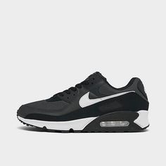 Men's Nike Air Max 90 Casual Shoes| Finish Line Air Max 90 Leather, Tinker Hatfield, Sneaker Design, Nike Max, Jordan Logo, Cute Nike Shoes, Design Textile, Black Gums, Cute Nikes