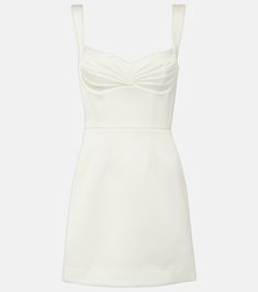 Bridal Delaney minidress in white - Rebecca Vallance | Mytheresa White Mini Dress With Sweetheart Neckline And Back Zipper, Date Night Dress With Straight Neckline In Elastane, Straight Neckline Elastane Dress For Date Night, White Ruched Mini Dress With Sweetheart Neckline, Straight Neckline Cocktail Mini Dress, White Mini Dress With Fitted Bodice And Back Zipper, Sleeveless Lined Mini Dress In Elastane, Chic White Mini Dress With Ruched Bodice, White Mini Dress With Back Zipper For Cocktail