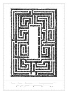 a black and white image of a square maze in the shape of a rectangle